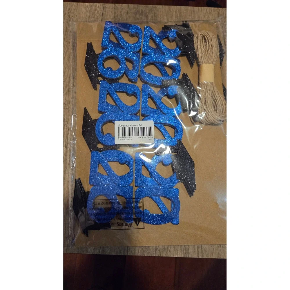 Class of 2026 Blue Glitter Graduation Decorations 2 Packs 60 Pcs Banner